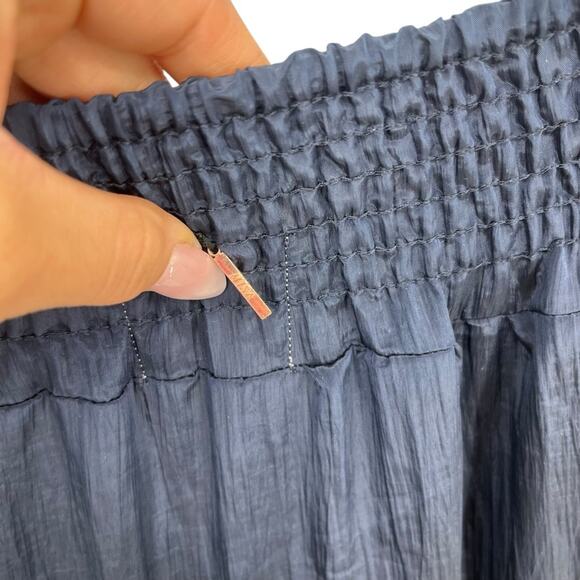 MISA LOS ANGELES Tiered Maxi Peasant Skirt Navy Blue Smocked Pull On XS NEW - Picture 11 of 15